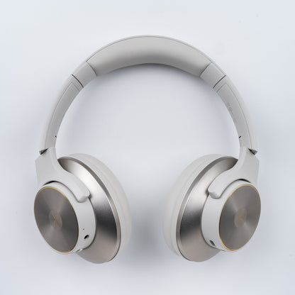 Black wireless over-ear headphones with Bluetooth and hybrid active noise cancellation, featuring memory foam earcups and USB