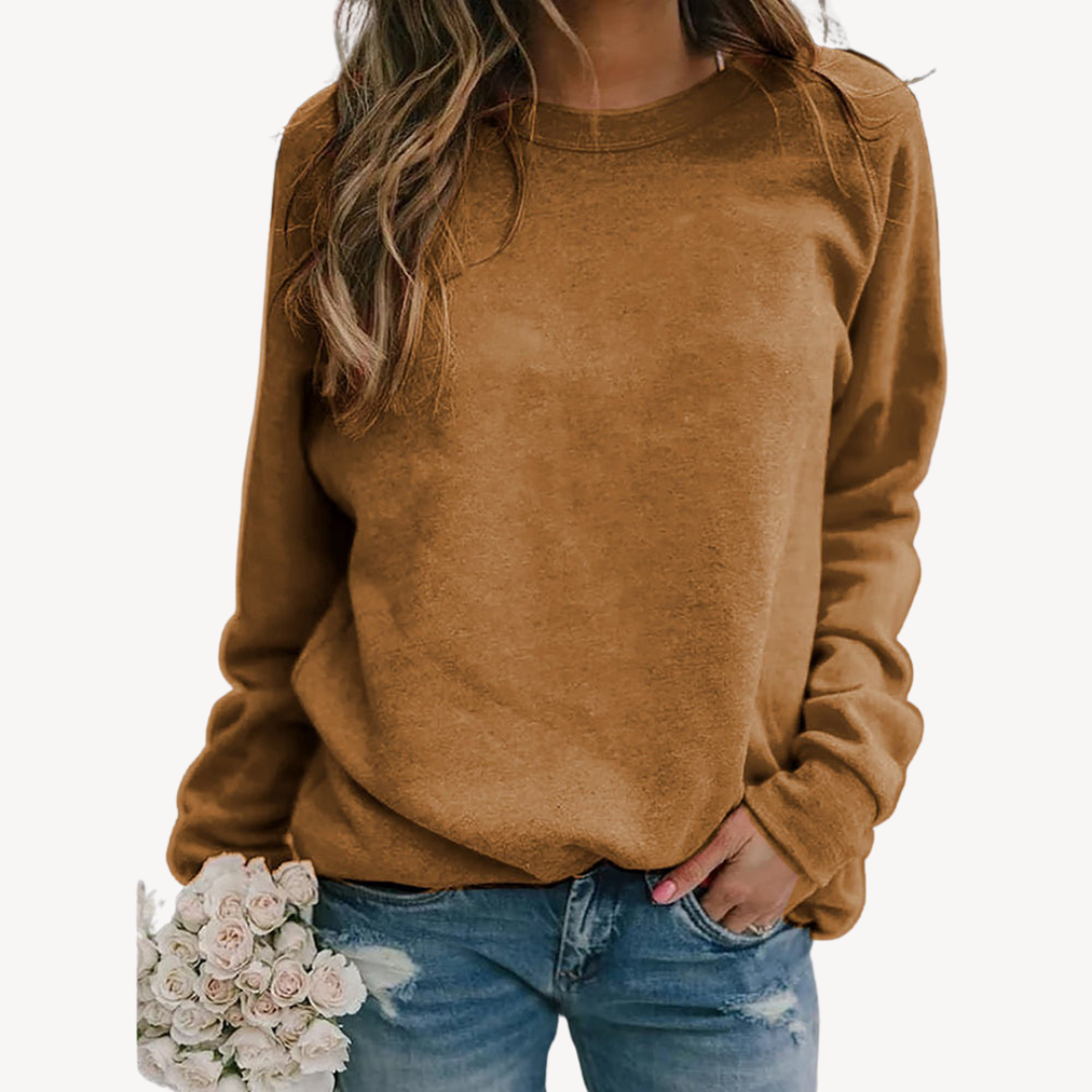Black Women's Cotton Crewneck Casual Sweatshirt with relaxed fit, ideal for versatile everyday wear and layering.