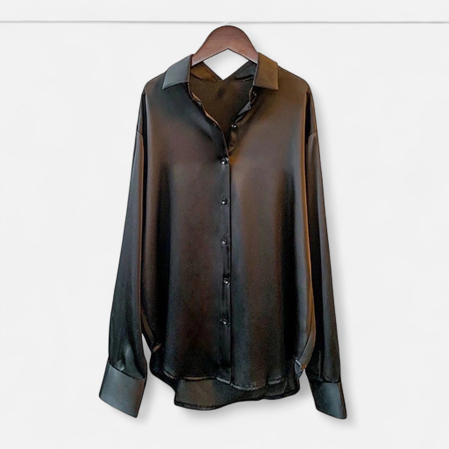Ladies Elegant Silk Button Down Shirt