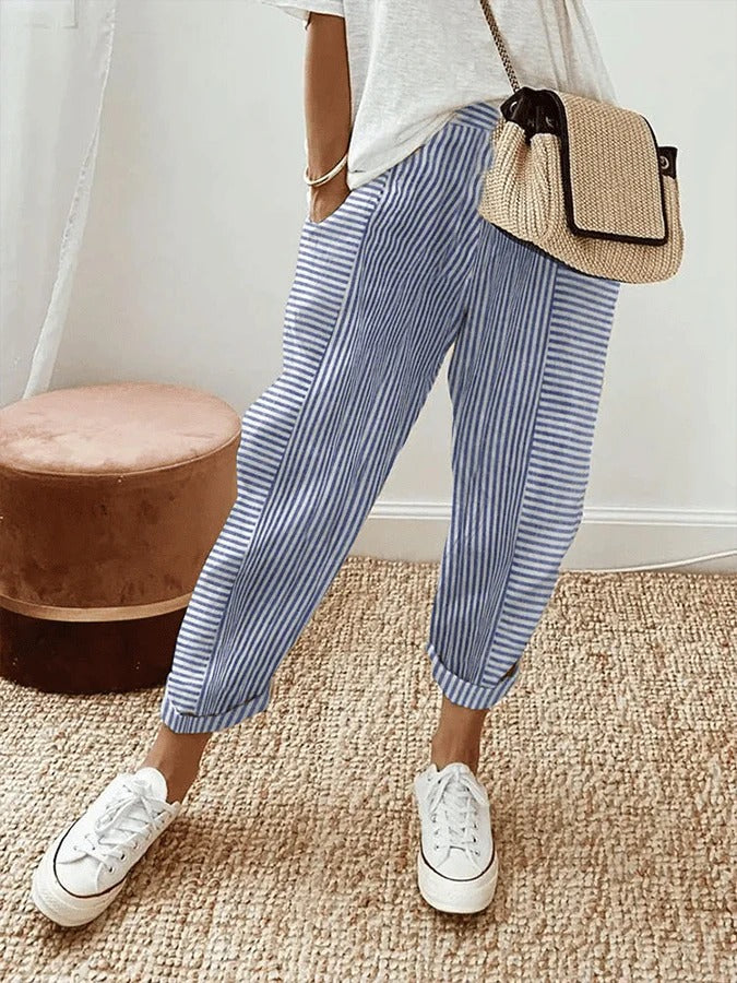 Fashionable Stripe Trousers - Luxivelle