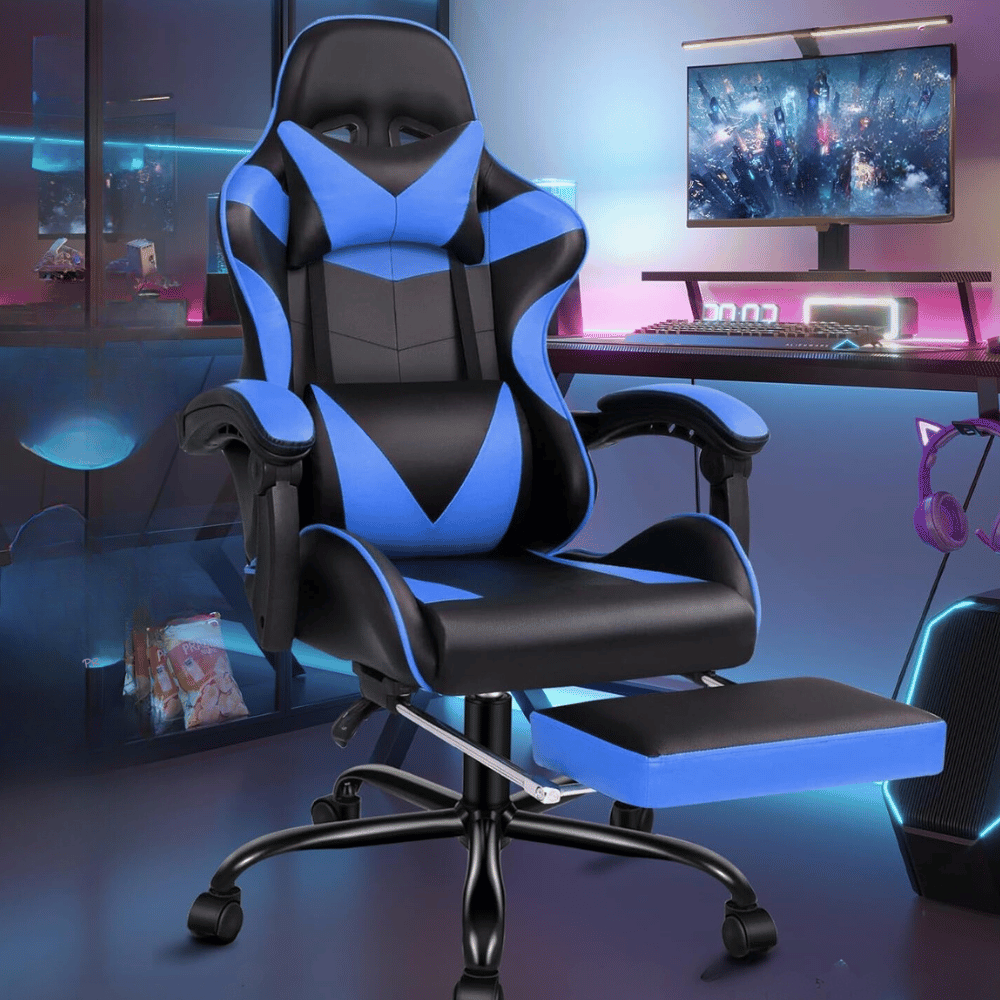 Ergonomic Gaming Chair with Massage and Footrest - Luxivelle