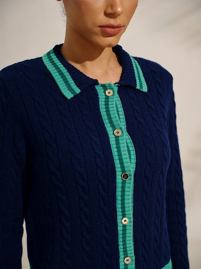 Ocean Blue Chunky Knit Cardigan Sweater