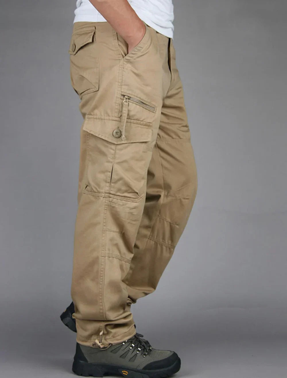 Classic Fit Mens Cargo Pants with Multiple Pockets