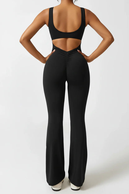 Women's V-Neck Wide Leg Jumpsuit with Slimming Fit - Luxivelle