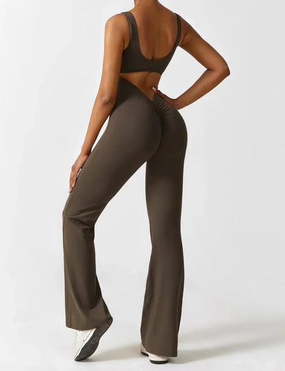 Women's V-Neck Wide Leg Jumpsuit with Slimming Fit