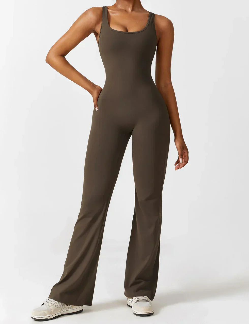 Women's V-Neck Wide Leg Jumpsuit with Slimming Fit