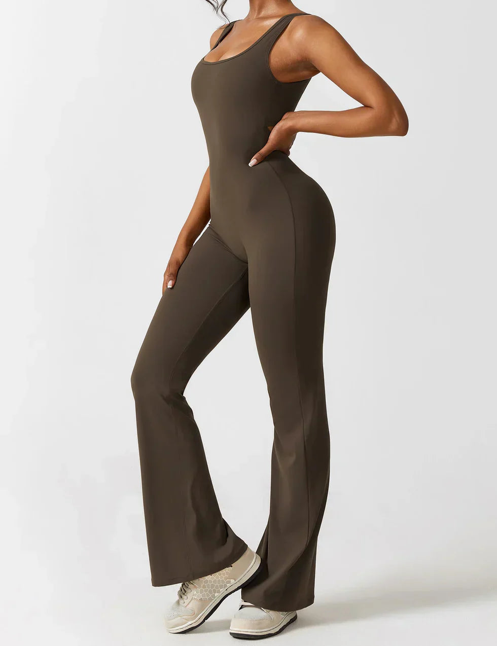 Women's V-Neck Wide Leg Jumpsuit with Slimming Fit