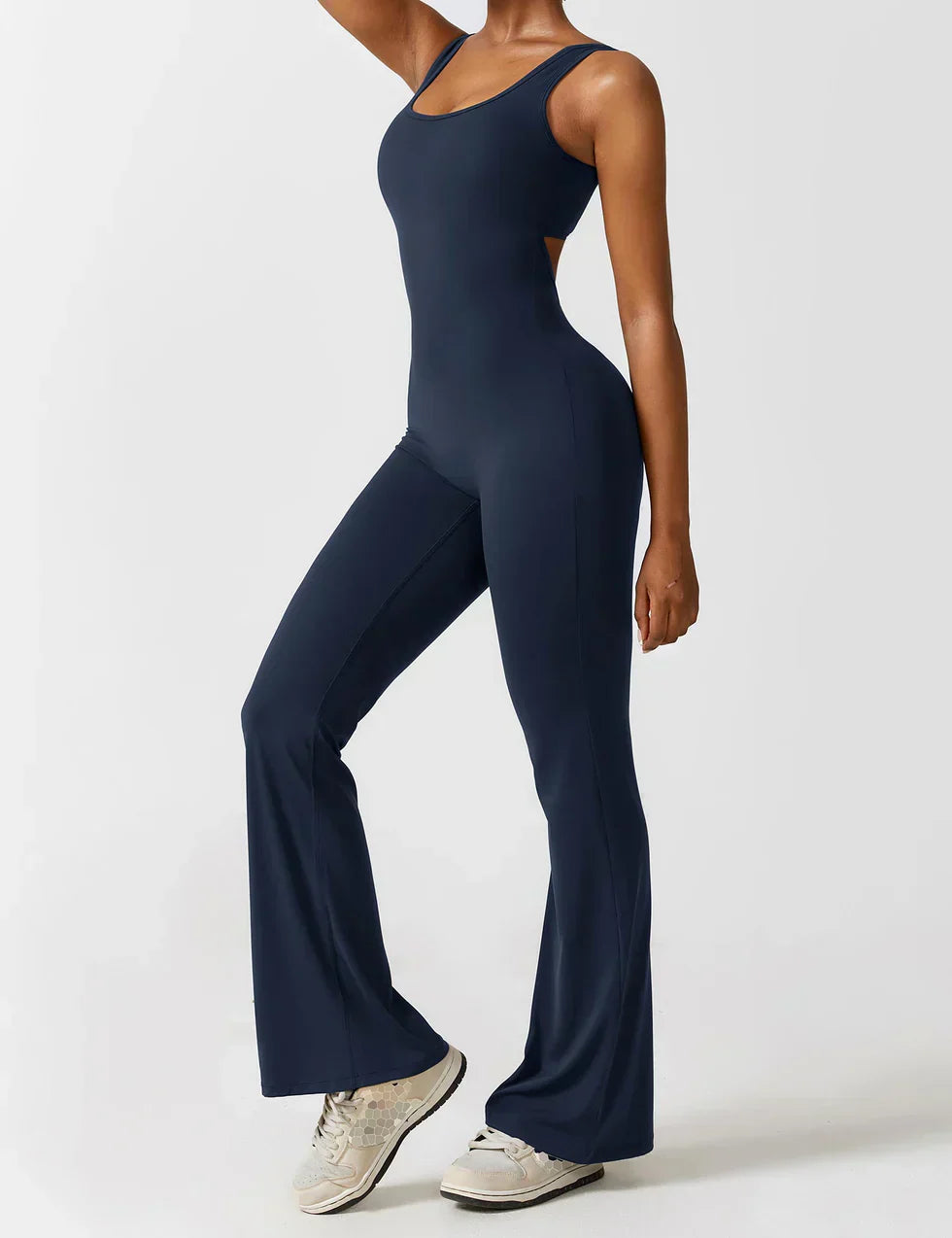 Women's V-Neck Wide Leg Jumpsuit with Slimming Fit