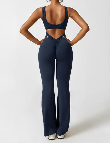 Women's V-Neck Wide Leg Jumpsuit with Slimming Fit