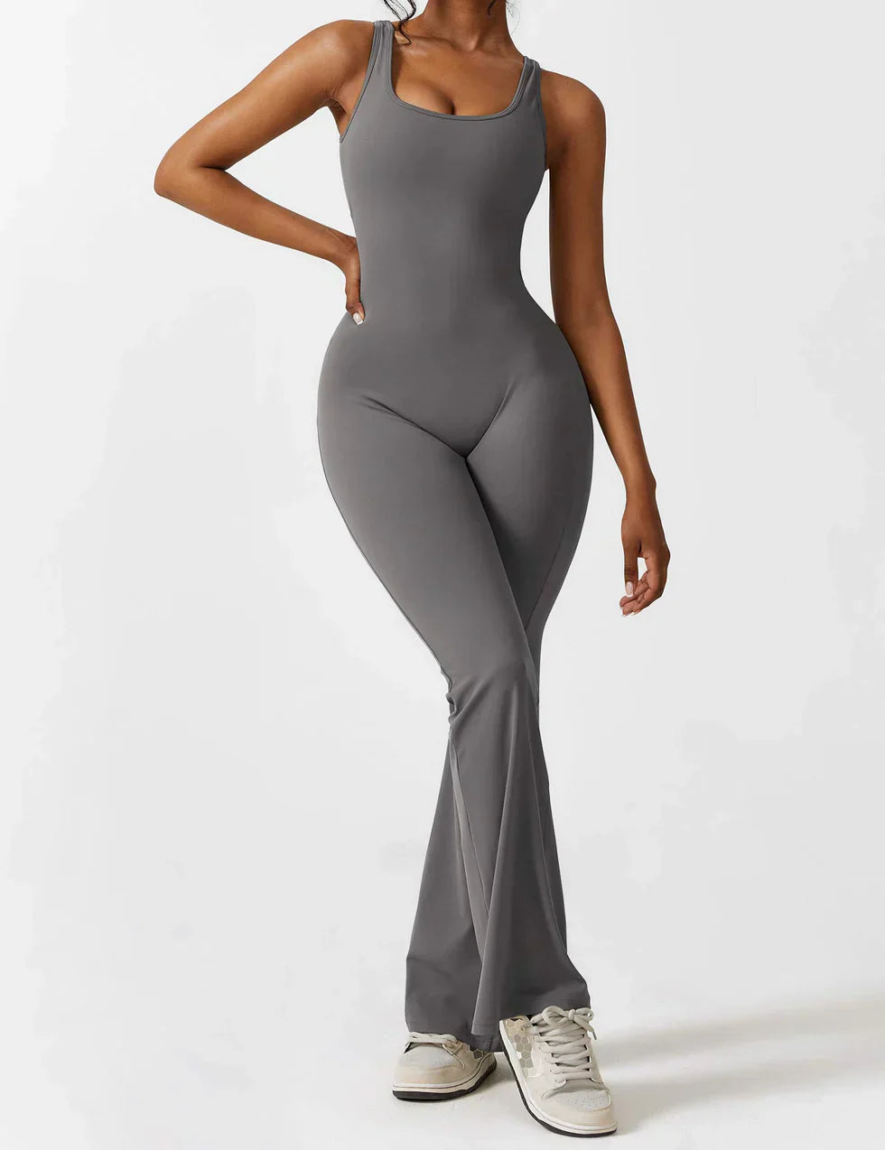 Women's V-Neck Wide Leg Jumpsuit with Slimming Fit