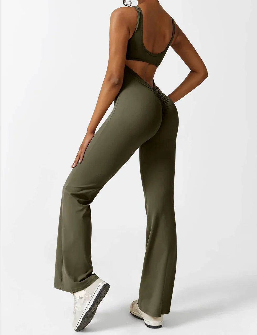 Women's V-Neck Wide Leg Jumpsuit with Slimming Fit
