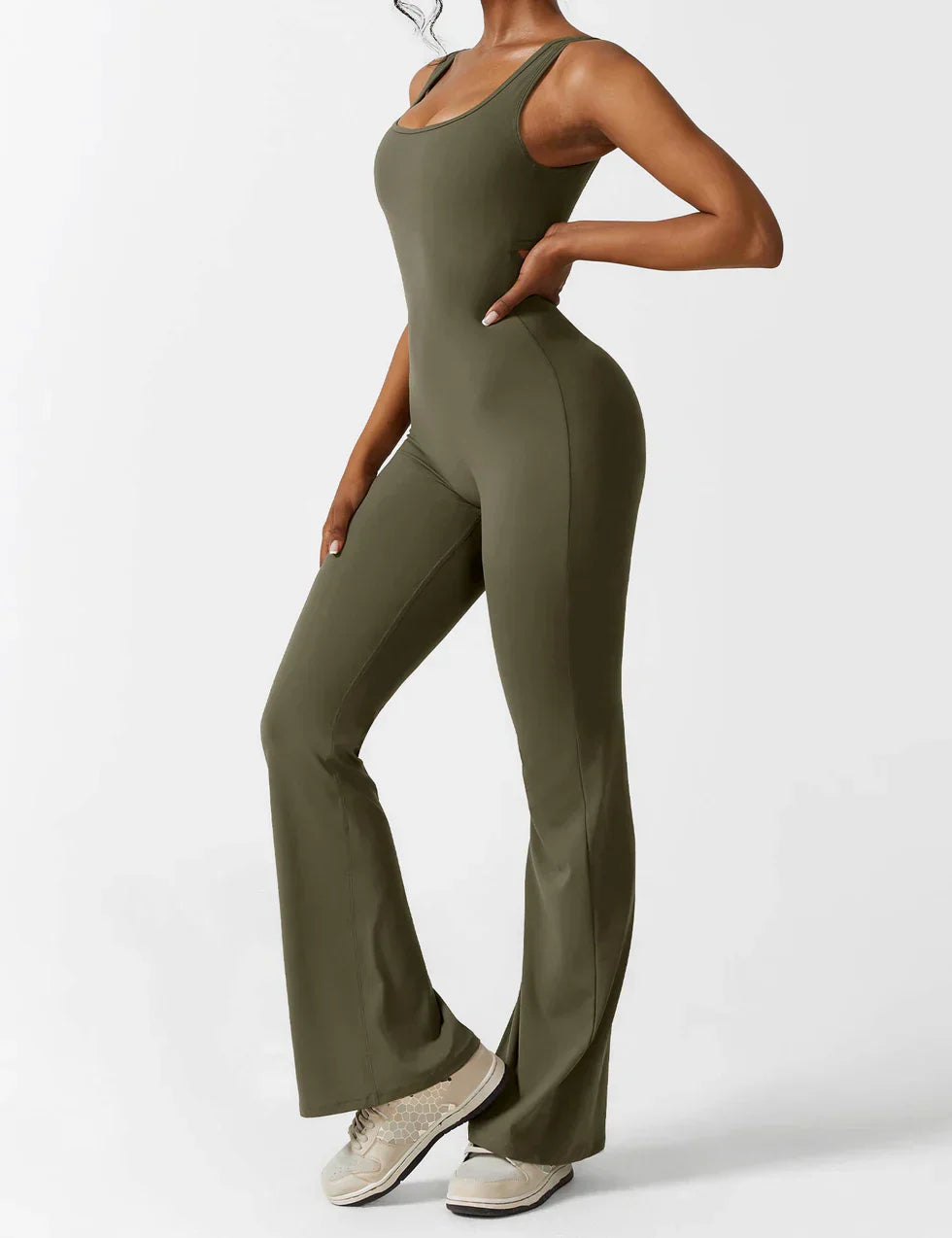 Women's V-Neck Wide Leg Jumpsuit with Slimming Fit