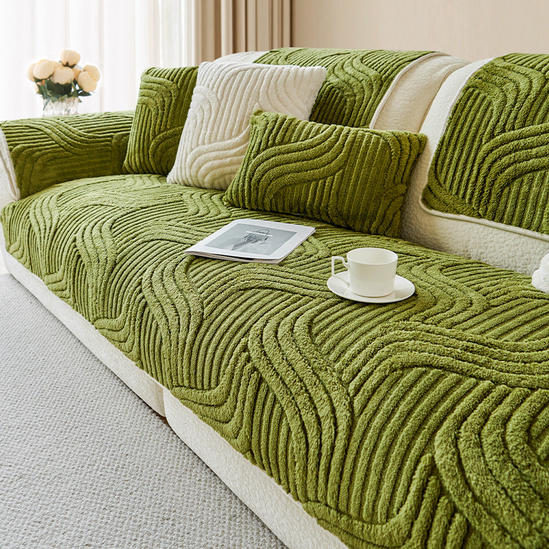 Bohemian non-slip plush sofa cover with vibrant colors and anti-slip design, perfect for stylish living room decor.