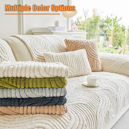 Bohemian non-slip plush sofa cover with vibrant colors and anti-slip design, perfect for stylish living room decor.