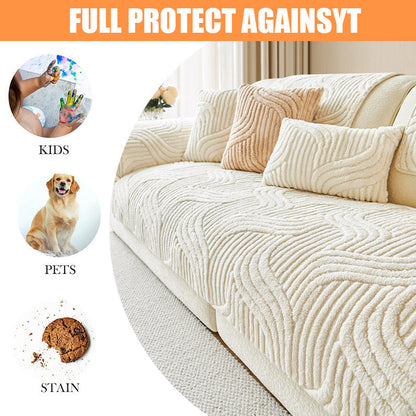 Bohemian non-slip plush sofa cover with vibrant colors and anti-slip design, perfect for stylish living room decor.