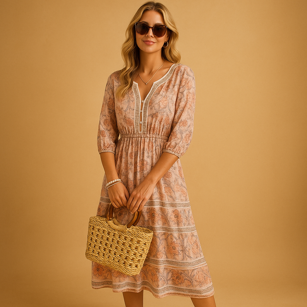 Bohemian summer dress for women with breathable fit and refined patterns, ideal for festivals, beach days, and casual summer outings.