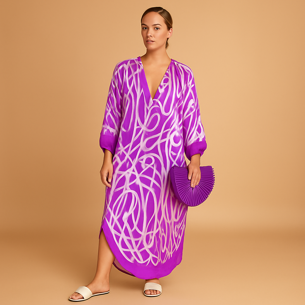Boho maxi dress for women with long sleeves, lightweight fabric and relaxed fit, perfect for casual summer looks, beach days, and festivals.