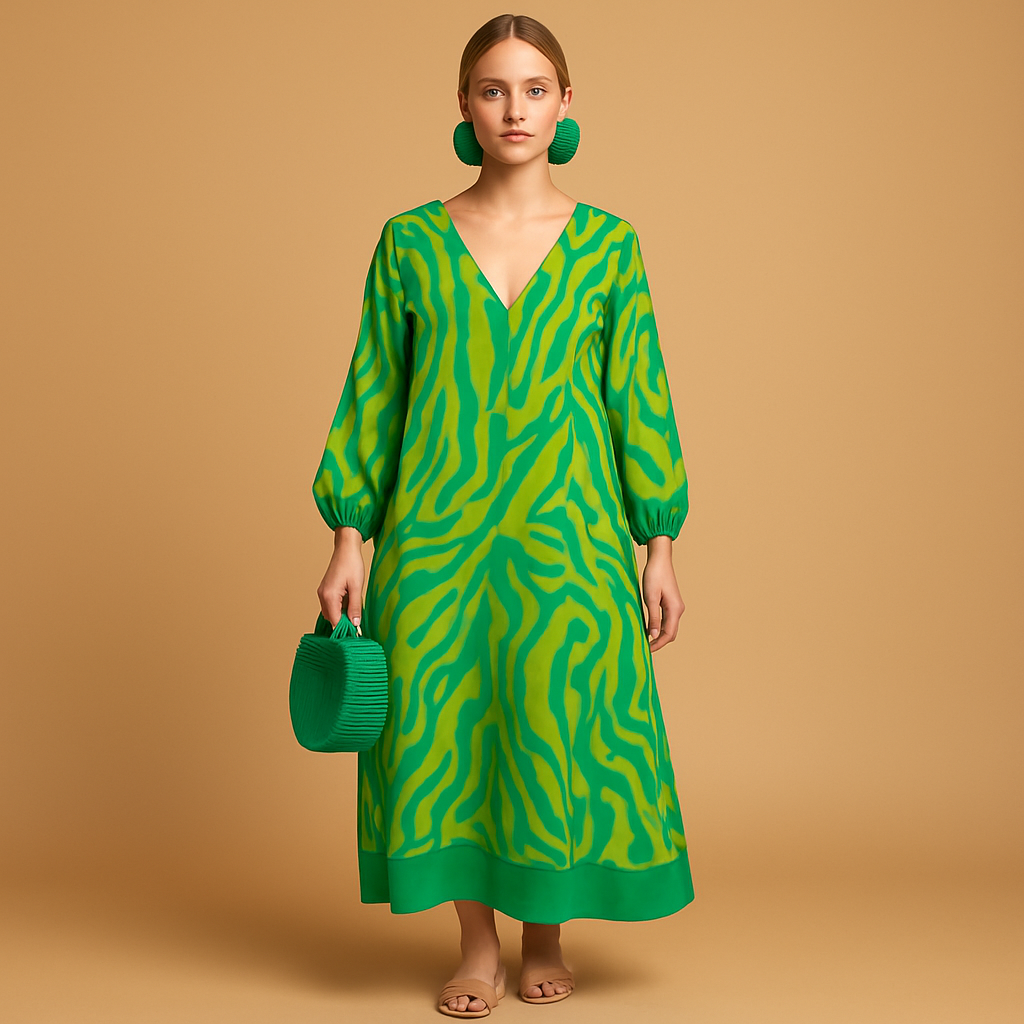 Flowy Women's Maxi Dress with Long Sleeves - Luxivelle