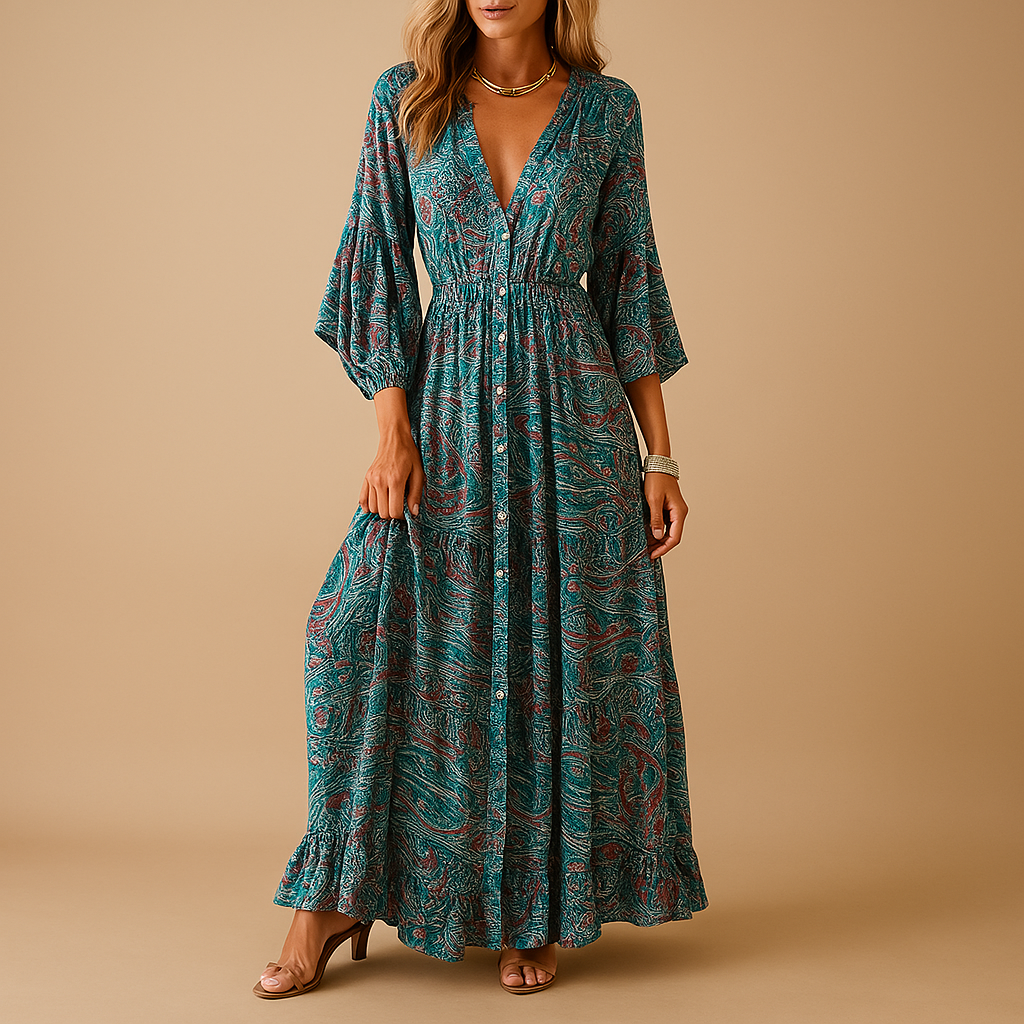 Flowy Long Sleeve Women's Maxi Dress - Luxivelle