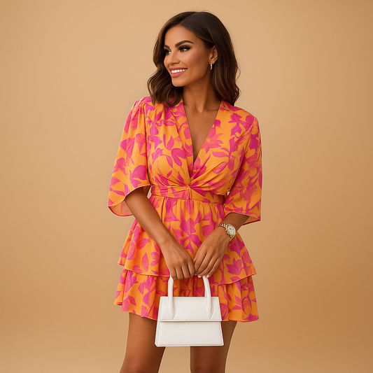 Trendy Mini Dress for Women with Floral Prints - Luxivelle