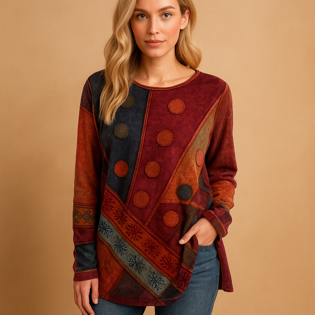 Trendy Cold Shoulder Ethnic Print Blouse for Women - Luxivelle