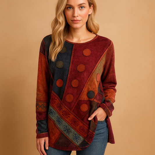 Trendy Cold Shoulder Ethnic Print Blouse for Women - Luxivelle