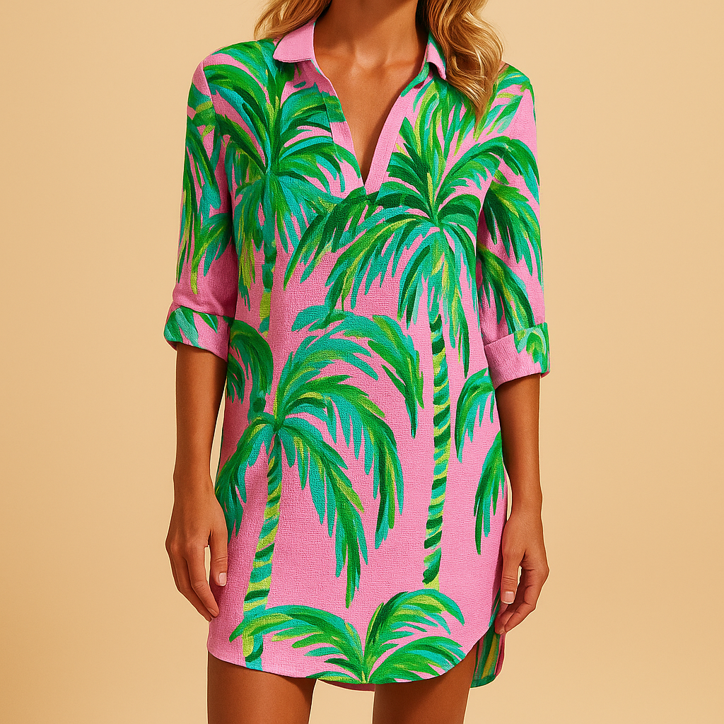 Boho summer dress for women with V-neck and relaxed fit, perfect for beach walks, casual brunches, and stylish summer days.