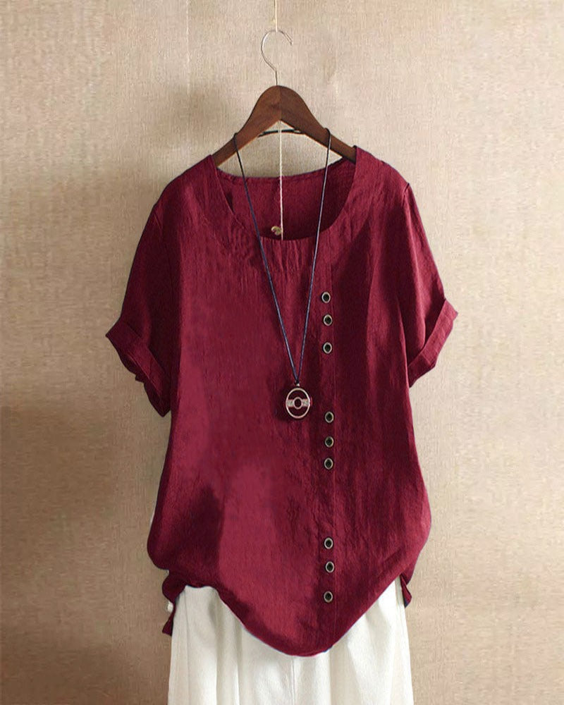 Variant image for Kelly Women's Blouse - Elegant Monochrome Short-Sleeved Top-57