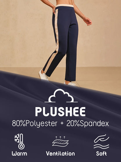 Dark Blue 39 Inch Elastic Block Ankle Pants