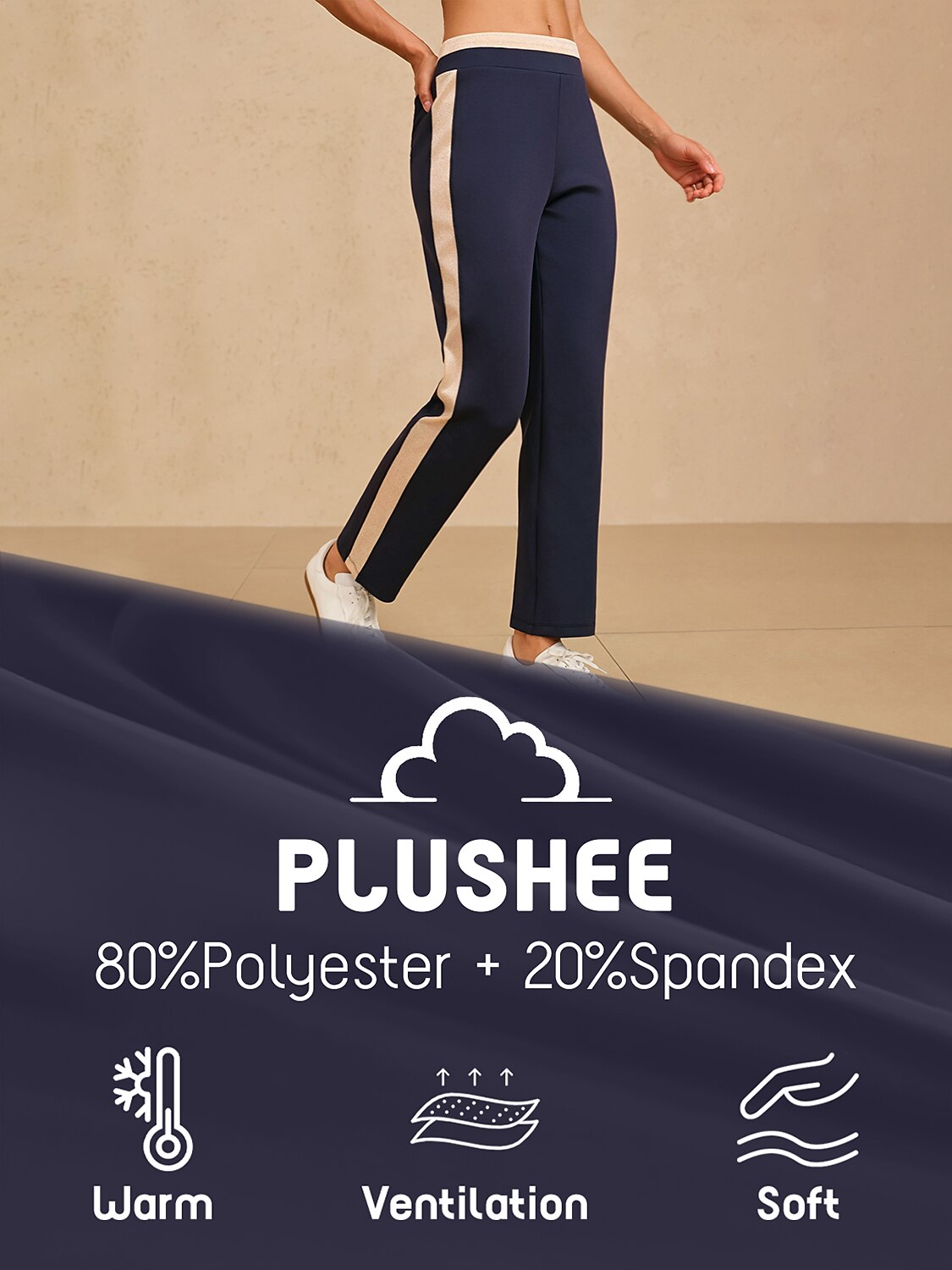 Comfortable 39 Inch Elastic Dark Blue Ankle Pants