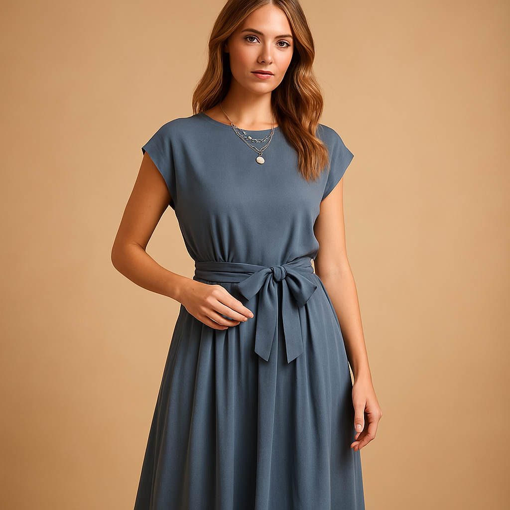 Elegant summer dress for women with tailored fit in midi or maxi length, made from breathable fabric, ideal for weddings, vacations, and parties.