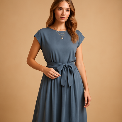 Elegant summer dress for women with tailored fit in midi or maxi length, made from breathable fabric, ideal for weddings, vacations, and parties.