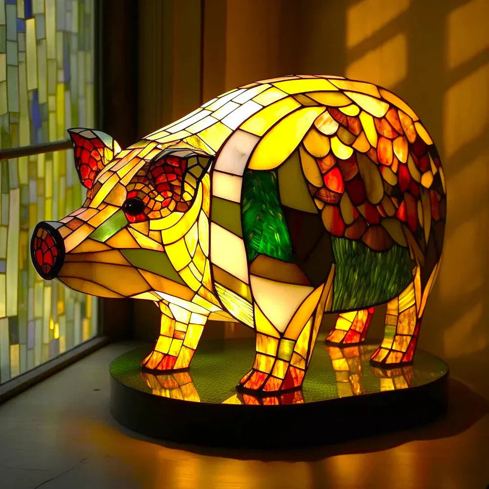 Colorful Animal Design Glass Table Light Fixture