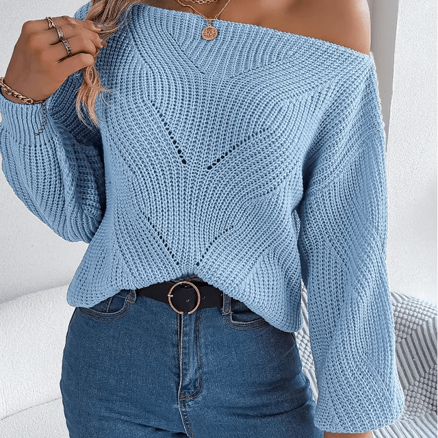 Feminine Cold Shoulder Knit Jumper