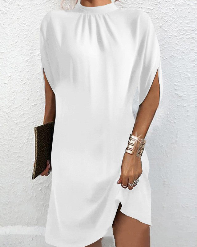 Variant image for Hacinta | Bat Sleeve Dress - Lightweight Fabric, Black & White Summer Dresses-16