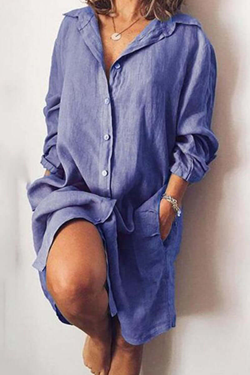 Ladies Classic Fit Shirt Dress - Luxivelle