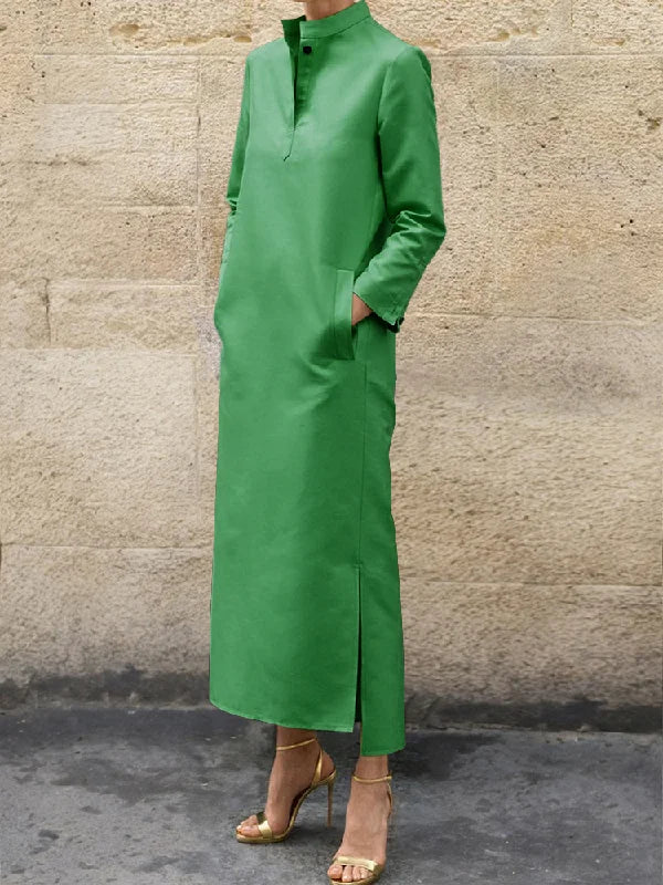 Ladies' V-Neck Split Side Midi Dress
