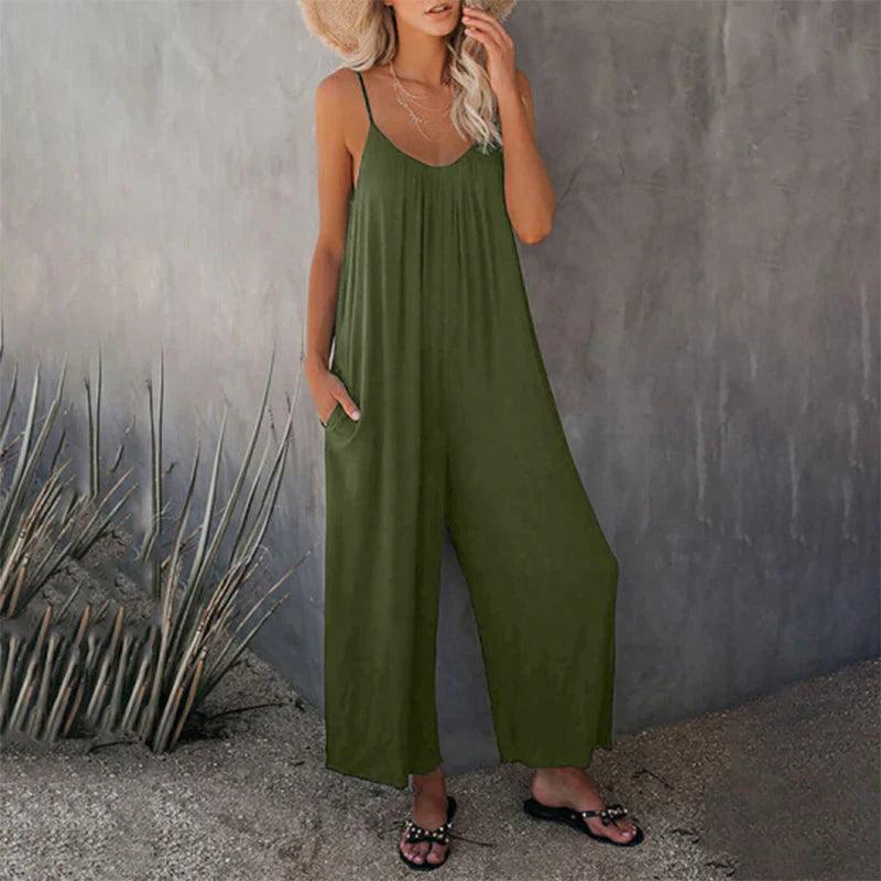 Casual Summer Sleeveless Jumpsuit with Pockets