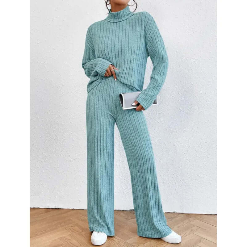 Textured Crew Neck Sweat Suit