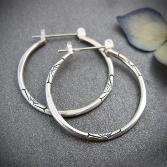 Classic Round Silver Drop Earrings - Luxivelle