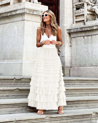 Fluffy Midi A-Line Flowy Skirt for Women - Luxivelle