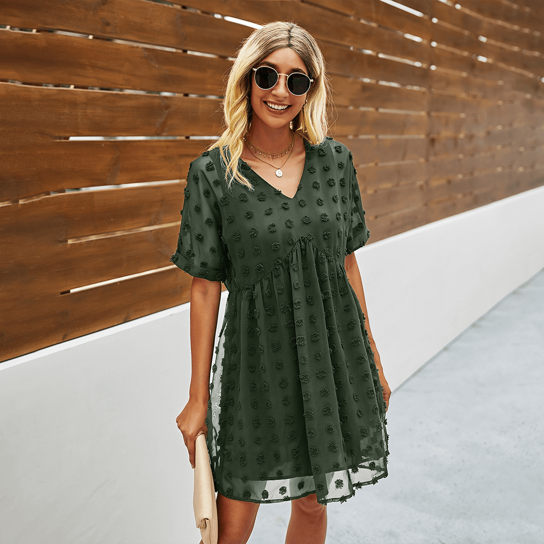 Printed V Neck Mini Sundress