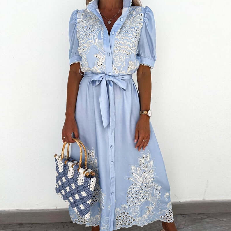 Beautiful Navy Blue A-Line Dress - Luxivelle