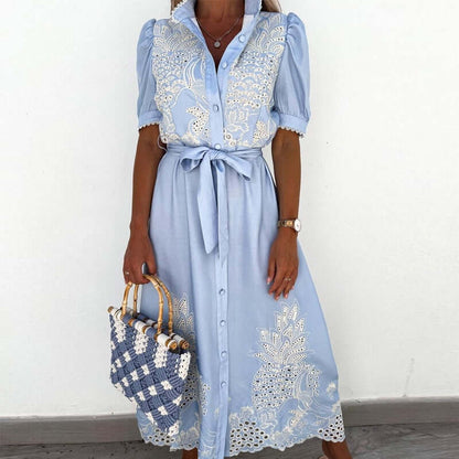 Beautiful Navy Blue A-Line Dress - Luxivelle