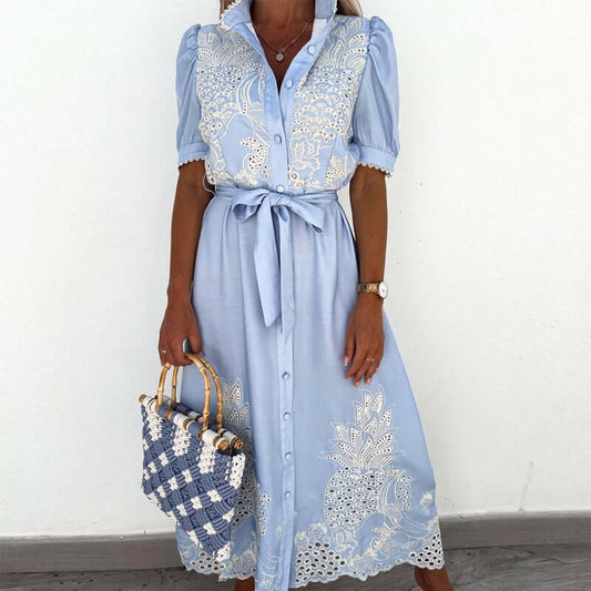 Beautiful Navy Blue A-Line Dress - Luxivelle