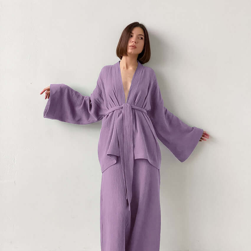Ladies' 2-Piece V-Neck Shirt & Pants Set