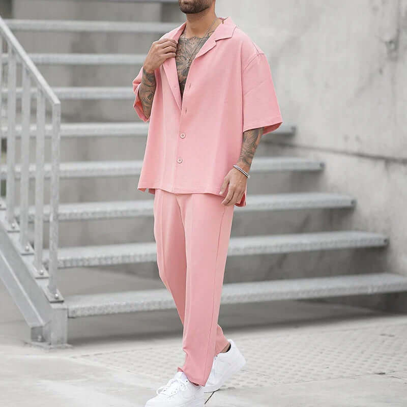 Relaxed Fit Casual Shirt and Pants Set