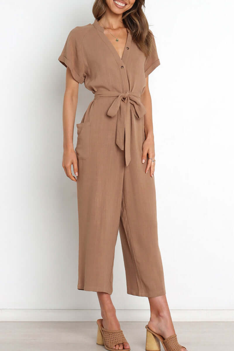 Ladies' Classic V-Neck One-Piece Jumpsuit