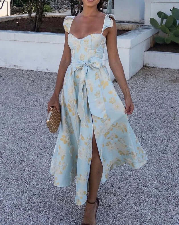 Colorful Floral Bell Sleeve Dress