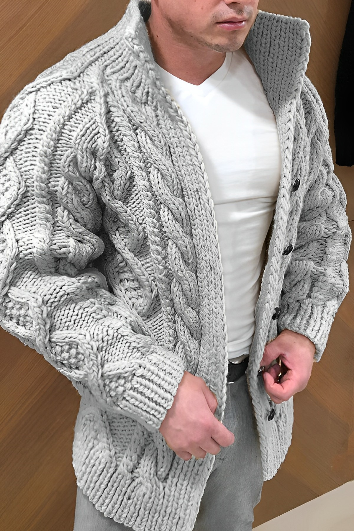 Men's Open Front Oversized Cardigan Sweater